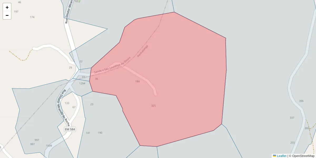 Mapa detalhado do código postal 4625-378 com limites, códigos postais vizinhos e agências dos correios