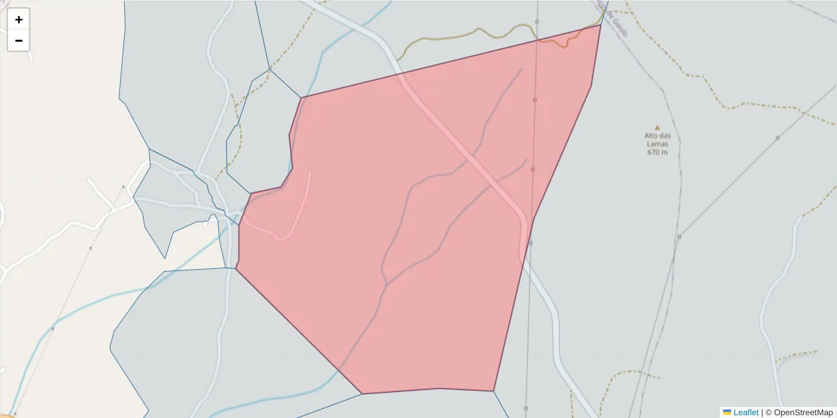Mapa detalhado do código postal 4625-380 com limites, códigos postais vizinhos e agências dos correios