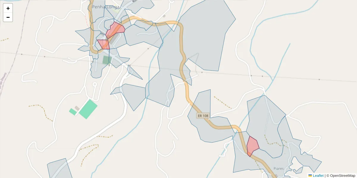 Mapa detalhado do código postal 4625-383 com limites, códigos postais vizinhos e agências dos correios