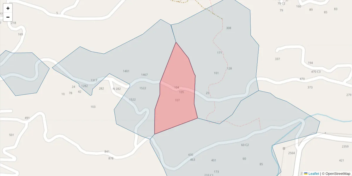 Mapa detalhado do código postal 4625-414 com limites, códigos postais vizinhos e agências dos correios