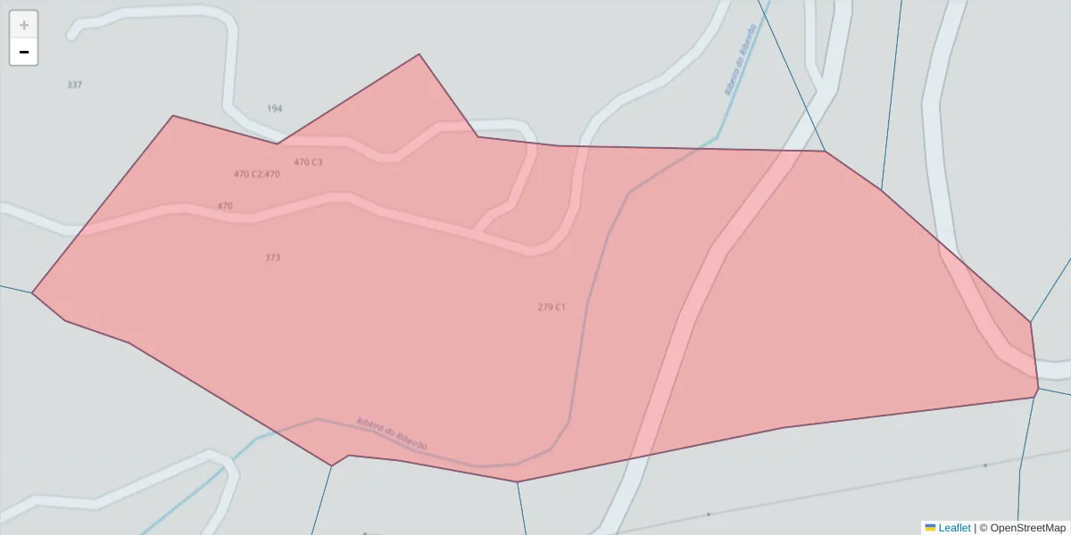Mapa detalhado do código postal 4625-441 com limites, códigos postais vizinhos e agências dos correios