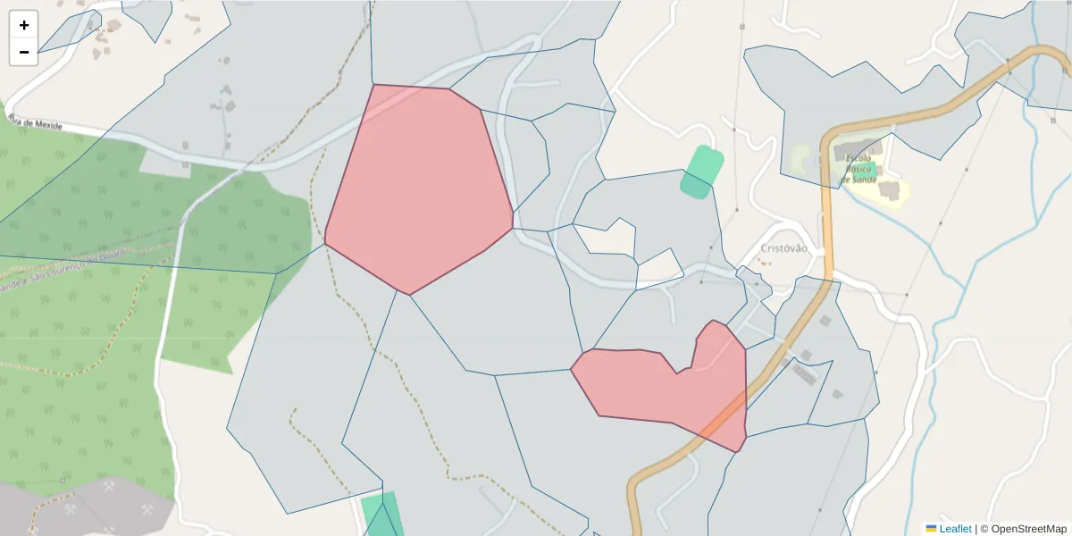 Mapa detalhado do código postal 4625-446 com limites, códigos postais vizinhos e agências dos correios