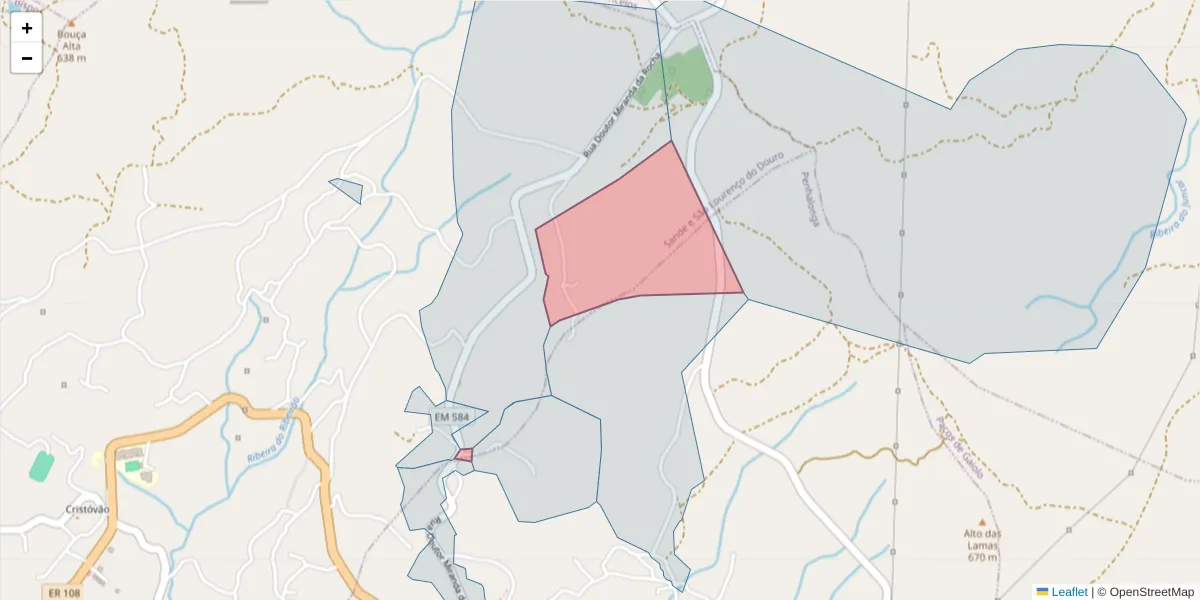 Mapa detalhado do código postal 4625-493 com limites, códigos postais vizinhos e agências dos correios