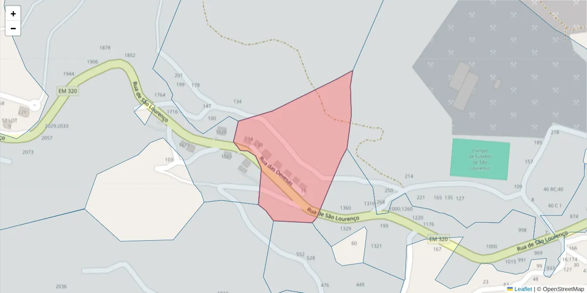 Mapa detalhado do código postal 4625-530 com limites, códigos postais vizinhos e agências dos correios