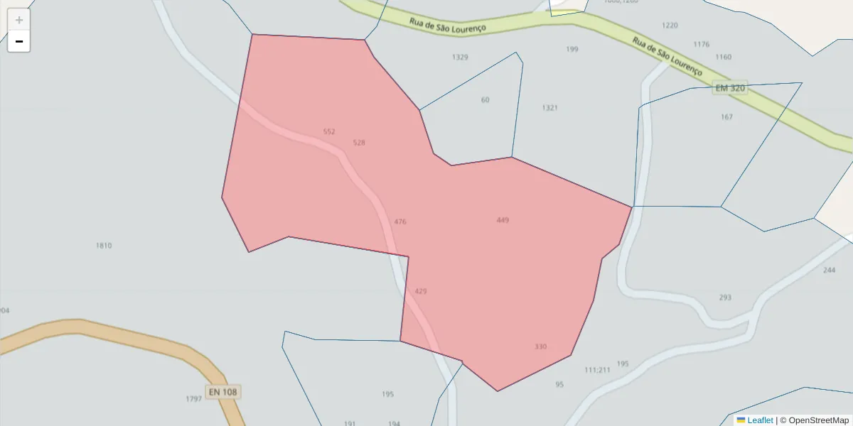 Mapa detalhado do código postal 4625-549 com limites, códigos postais vizinhos e agências dos correios