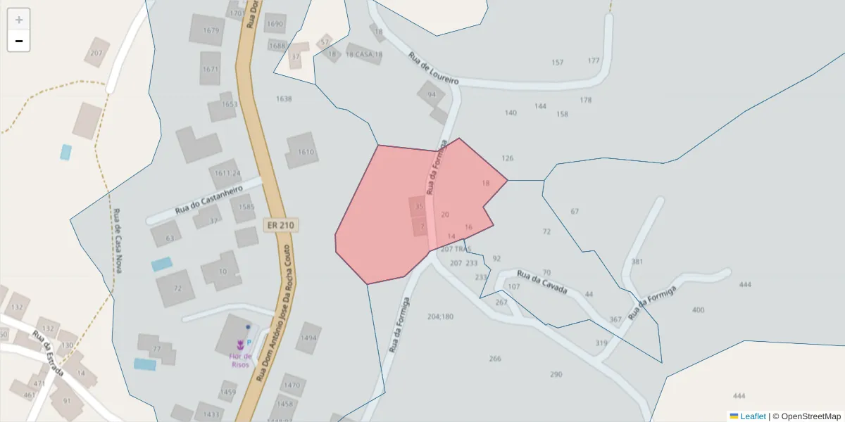Mapa detalhado do código postal 4625-577 com limites, códigos postais vizinhos e agências dos correios