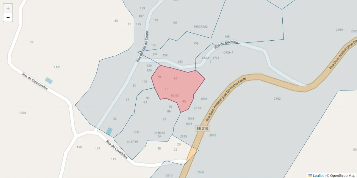 Mapa detalhado do código postal 4625-591 com limites, códigos postais vizinhos e agências dos correios