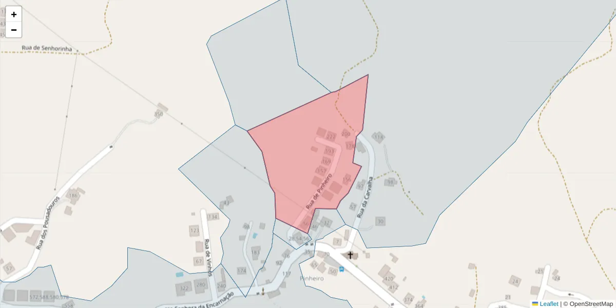 Mapa detalhado do código postal 4625-613 com limites, códigos postais vizinhos e agências dos correios
