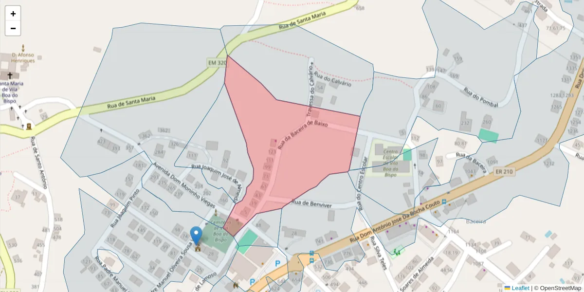 Mapa detalhado do código postal 4625-614 com limites, códigos postais vizinhos e agências dos correios