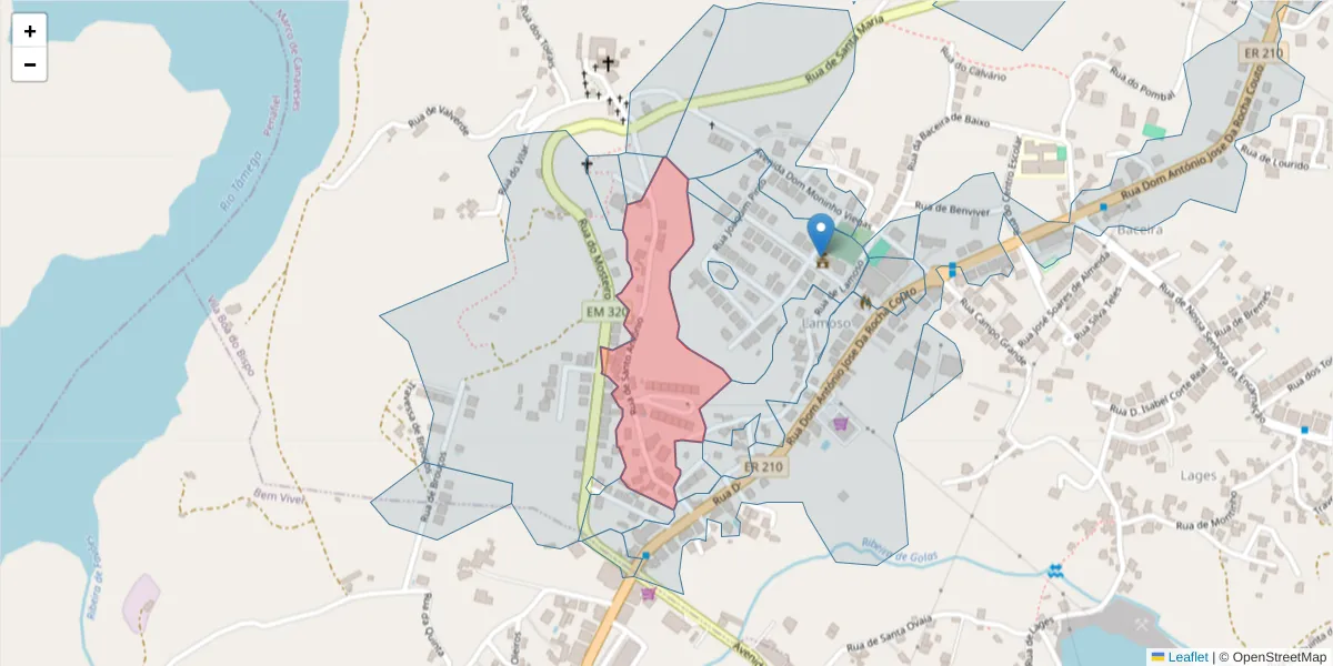Mapa detalhado do código postal 4625-621 com limites, códigos postais vizinhos e agências dos correios