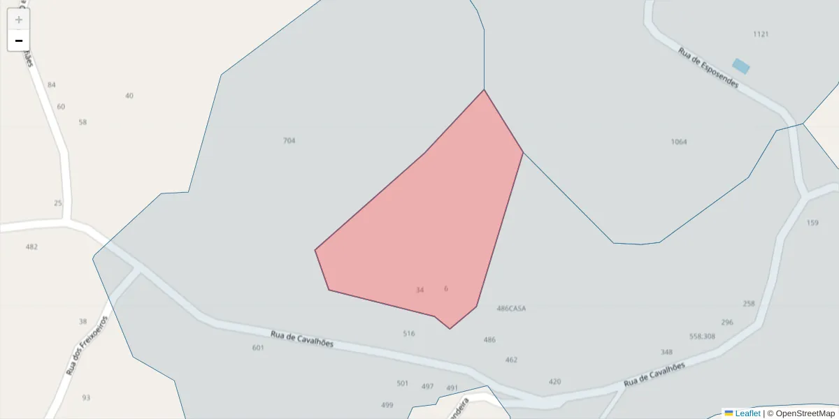 Mapa detalhado do código postal 4625-632 com limites, códigos postais vizinhos e agências dos correios