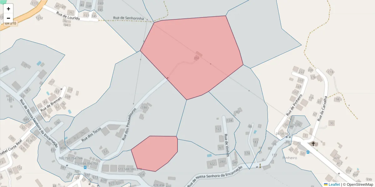 Mapa detalhado do código postal 4625-635 com limites, códigos postais vizinhos e agências dos correios
