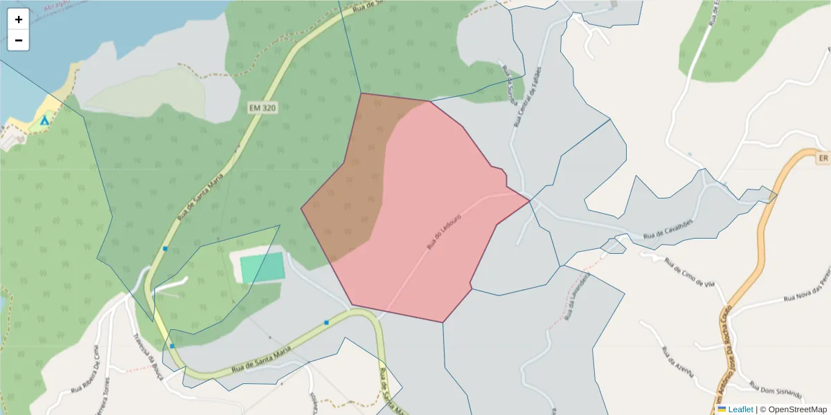 Mapa detalhado do código postal 4625-641 com limites, códigos postais vizinhos e agências dos correios