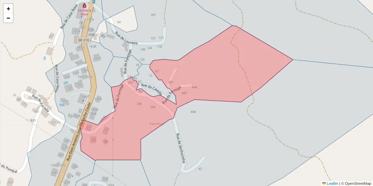 Mapa detalhado do código postal 4625-653 com limites, códigos postais vizinhos e agências dos correios