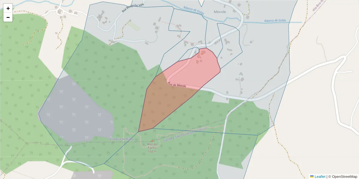 Mapa detalhado do código postal 4625-658 com limites, códigos postais vizinhos e agências dos correios