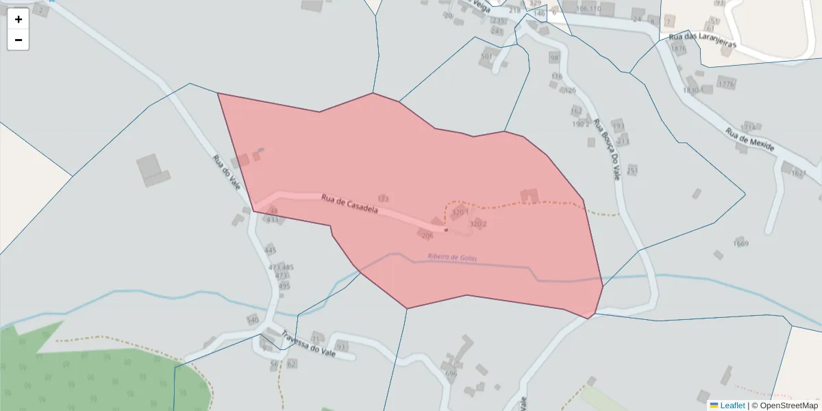 Mapa detalhado do código postal 4625-669 com limites, códigos postais vizinhos e agências dos correios