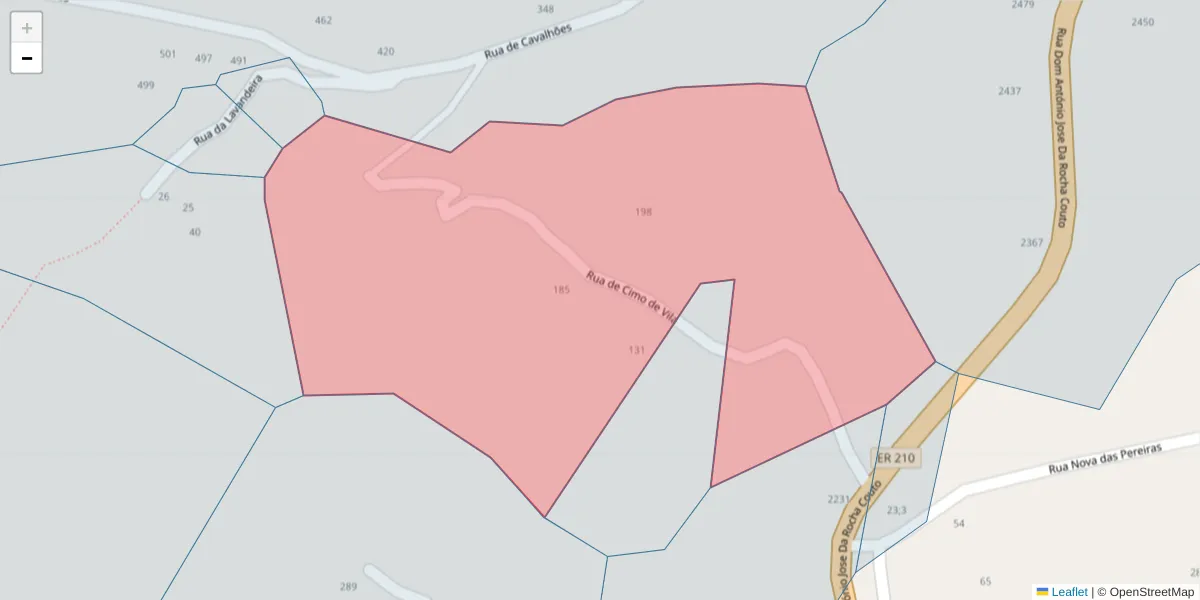 Mapa detalhado do código postal 4625-671 com limites, códigos postais vizinhos e agências dos correios