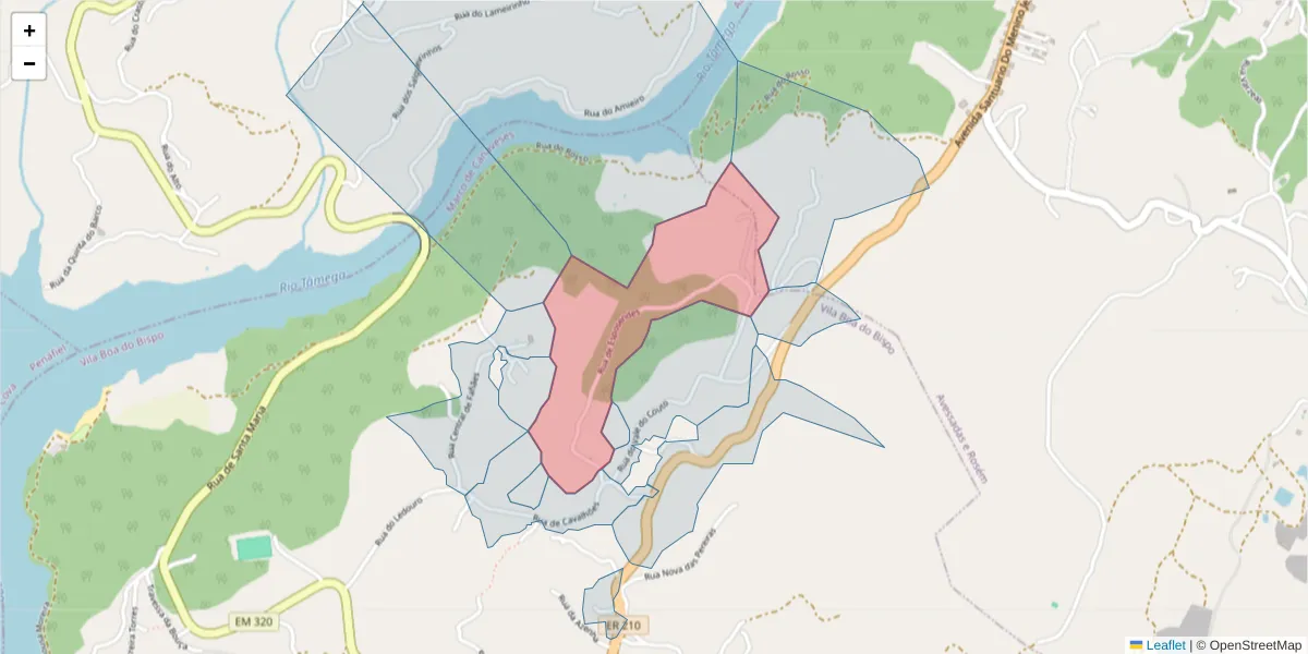 Mapa detalhado do código postal 4625-672 com limites, códigos postais vizinhos e agências dos correios