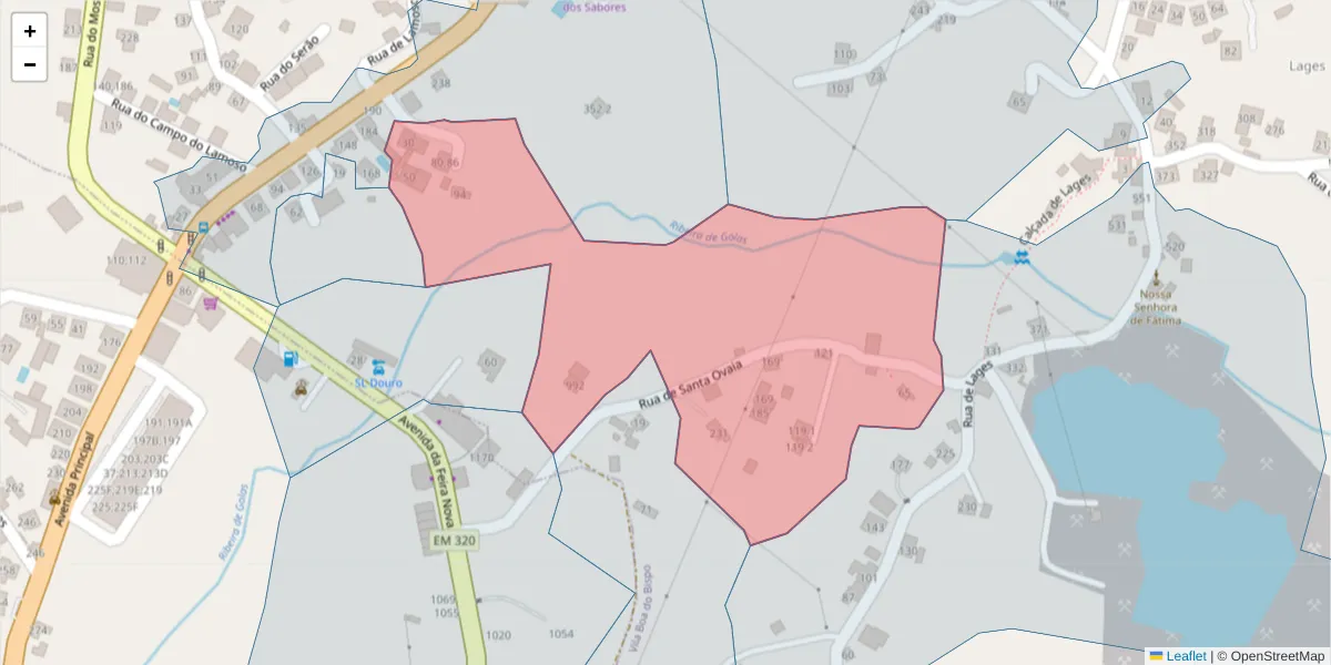 Mapa detalhado do código postal 4625-676 com limites, códigos postais vizinhos e agências dos correios