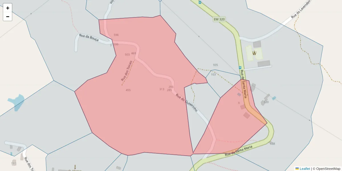 Mapa detalhado do código postal 4625-686 com limites, códigos postais vizinhos e agências dos correios