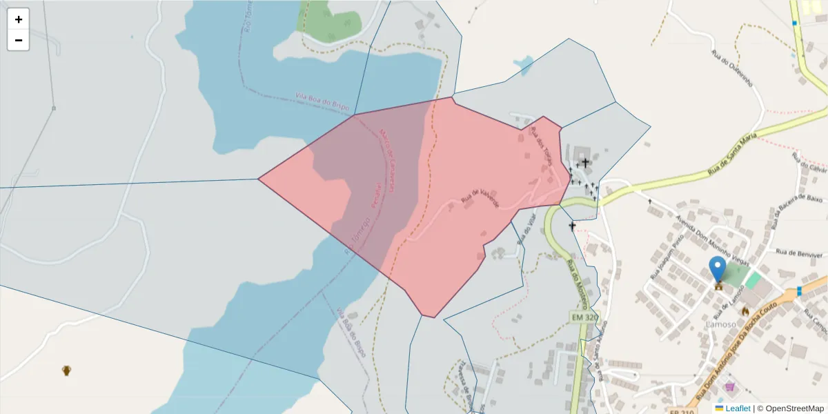 Mapa detalhado do código postal 4625-693 com limites, códigos postais vizinhos e agências dos correios