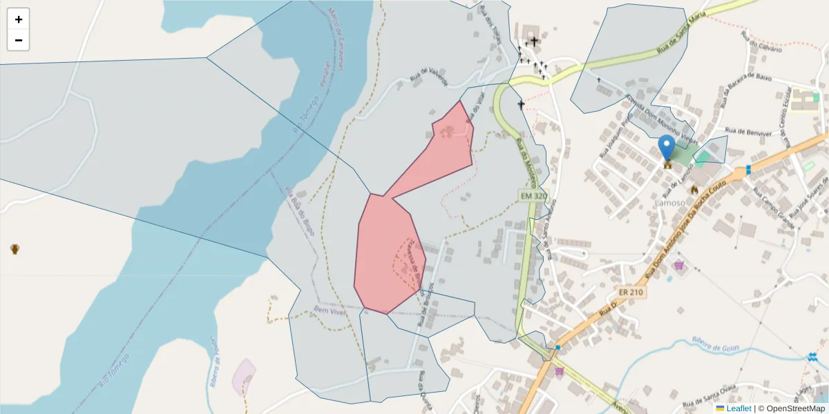 Mapa detalhado do código postal 4625-694 com limites, códigos postais vizinhos e agências dos correios