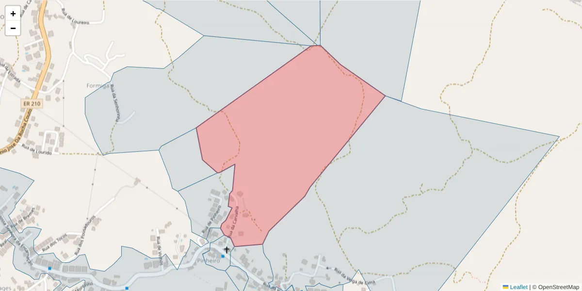 Mapa detalhado do código postal 4625-700 com limites, códigos postais vizinhos e agências dos correios