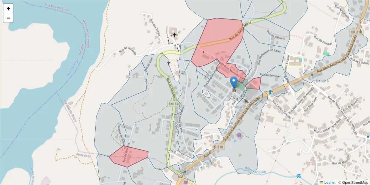 Mapa detalhado do código postal 4625-706 com limites, códigos postais vizinhos e agências dos correios