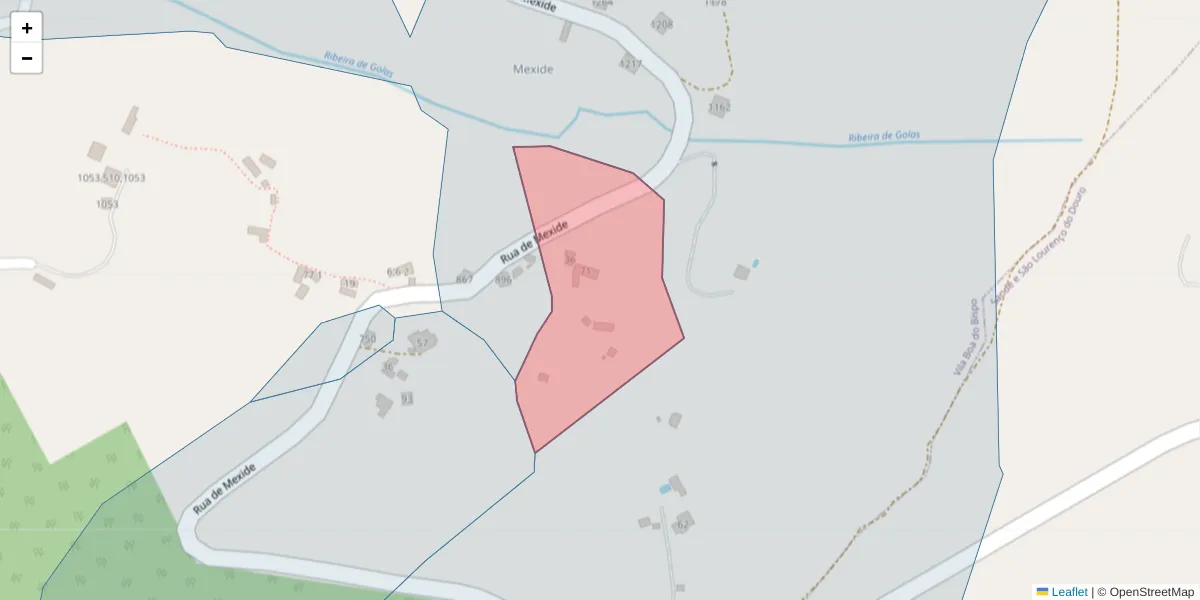Mapa detalhado do código postal 4625-713 com limites, códigos postais vizinhos e agências dos correios