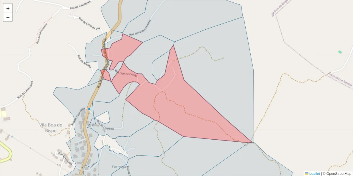 Mapa detalhado do código postal 4625-714 com limites, códigos postais vizinhos e agências dos correios