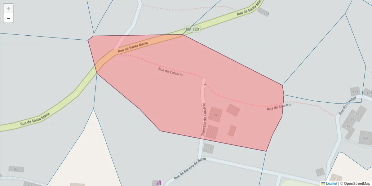 Mapa detalhado do código postal 4625-727 com limites, códigos postais vizinhos e agências dos correios