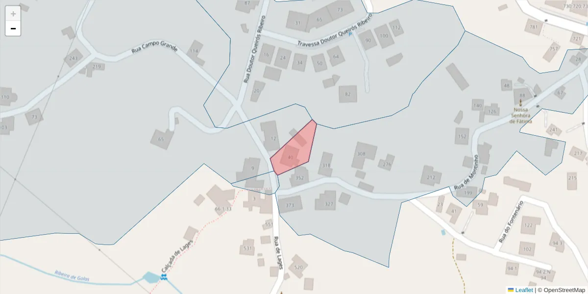 Mapa detalhado do código postal 4625-728 com limites, códigos postais vizinhos e agências dos correios