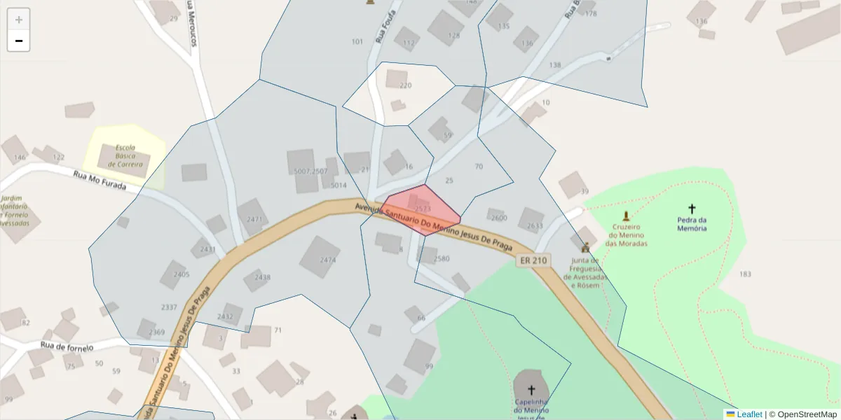 Mapa detalhado do código postal 4630-004;4630-001 com limites, códigos postais vizinhos e agências dos correios