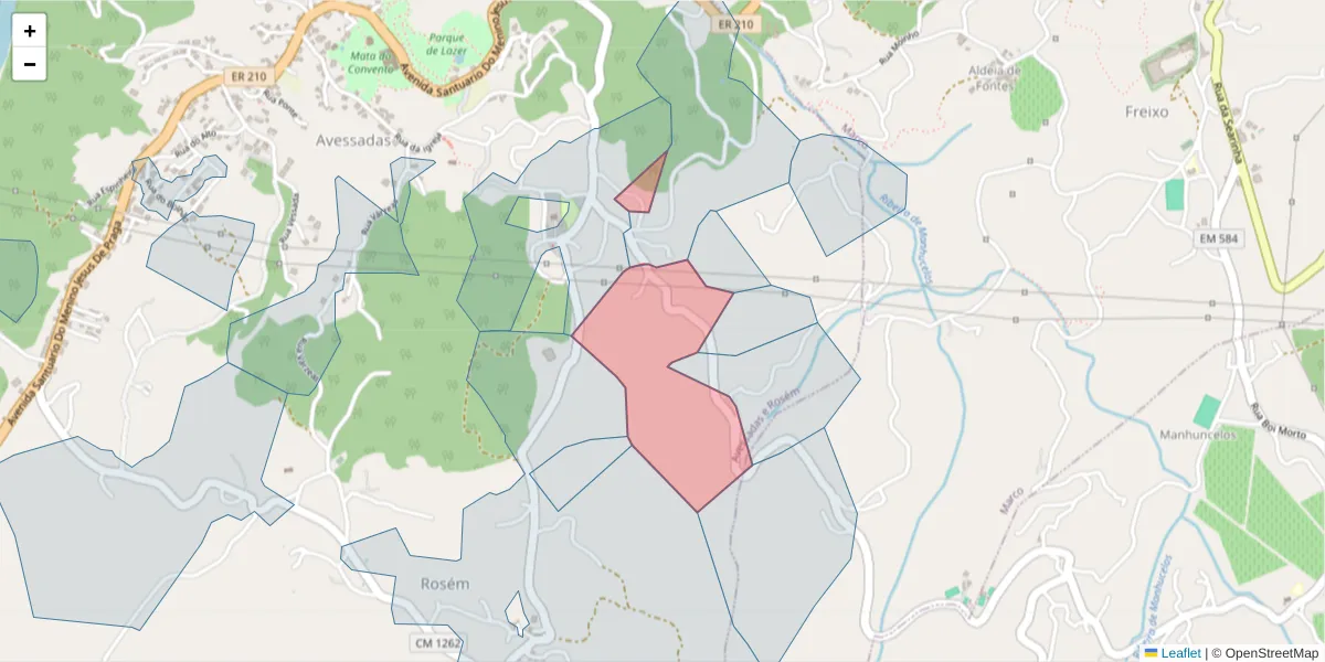 Mapa detalhado do código postal 4630-007 com limites, códigos postais vizinhos e agências dos correios