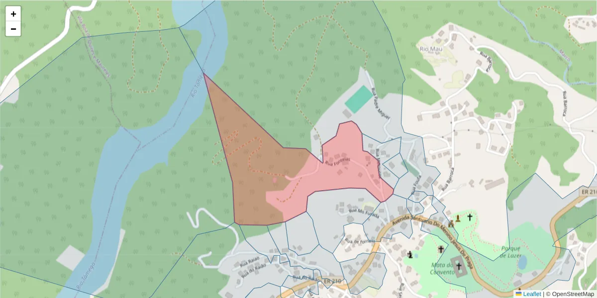 Mapa detalhado do código postal 4630-032 com limites, códigos postais vizinhos e agências dos correios