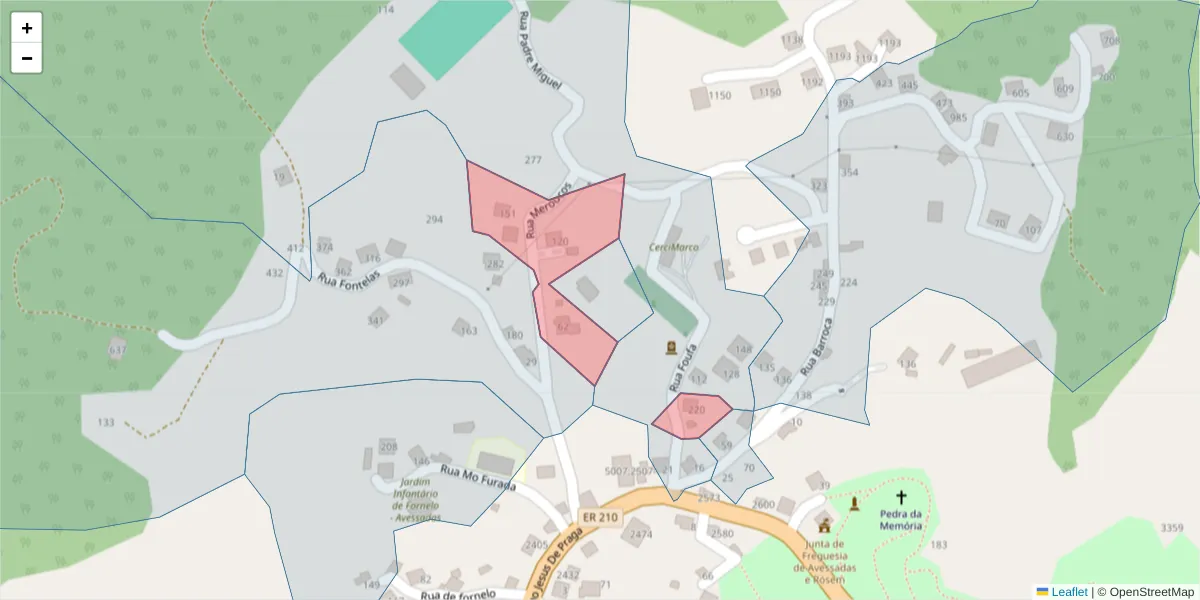 Mapa detalhado do código postal 4630-044 com limites, códigos postais vizinhos e agências dos correios