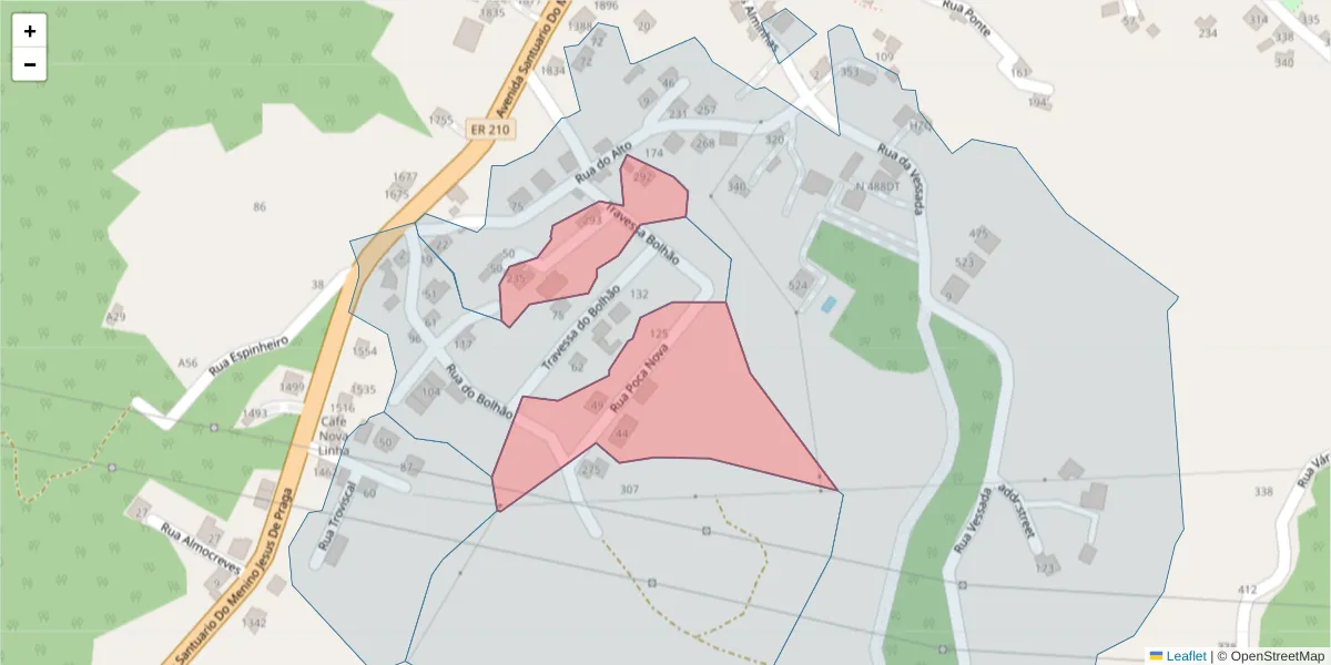 Mapa detalhado do código postal 4630-054 com limites, códigos postais vizinhos e agências dos correios