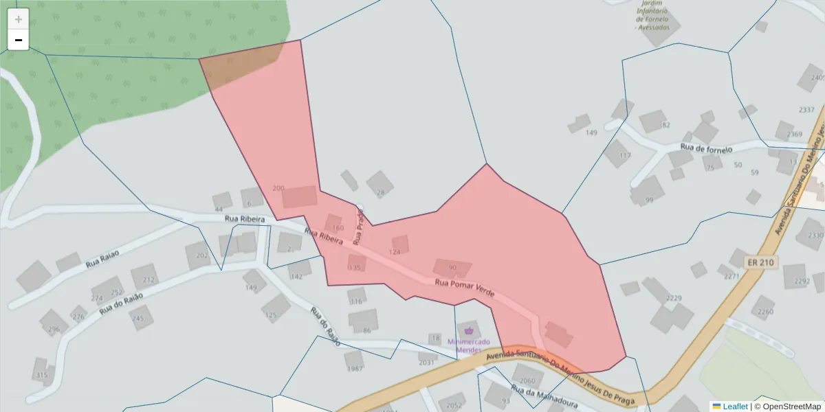 Mapa detalhado do código postal 4630-055 com limites, códigos postais vizinhos e agências dos correios