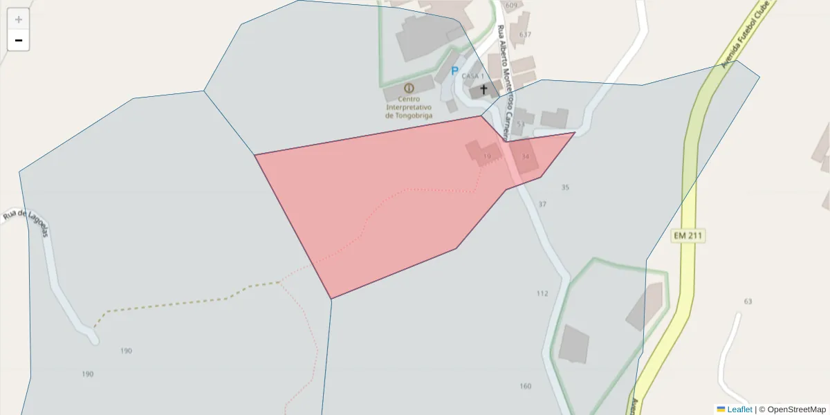 Mapa detalhado do código postal 4630-092 com limites, códigos postais vizinhos e agências dos correios
