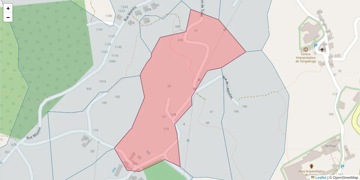 Mapa detalhado do código postal 4630-106 com limites, códigos postais vizinhos e agências dos correios