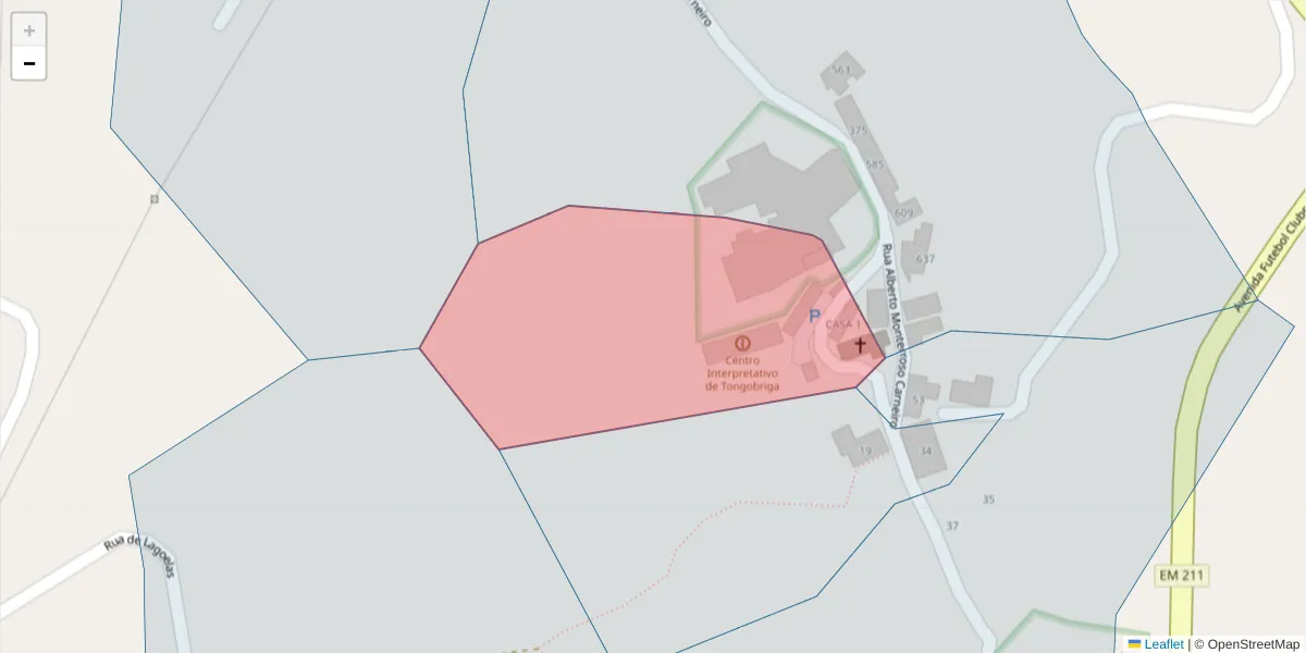 Mapa detalhado do código postal 4630-111 com limites, códigos postais vizinhos e agências dos correios