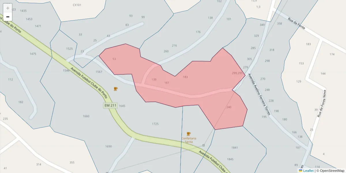 Mapa detalhado do código postal 4630-112 com limites, códigos postais vizinhos e agências dos correios