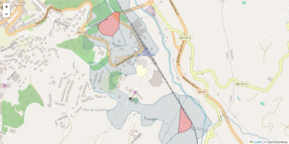 Mapa detalhado do código postal 4630-137 com limites, códigos postais vizinhos e agências dos correios