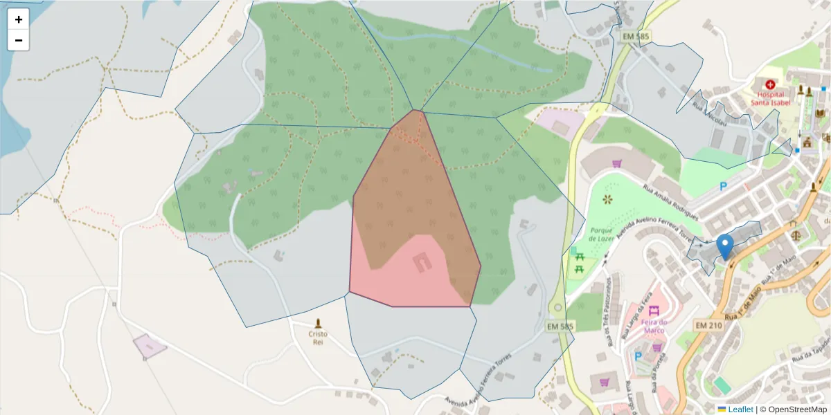 Mapa detalhado do código postal 4630-144 com limites, códigos postais vizinhos e agências dos correios