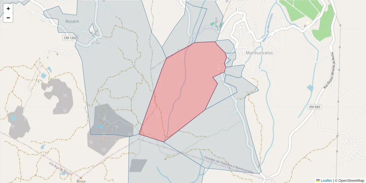 Mapa detalhado do código postal 4630-158 com limites, códigos postais vizinhos e agências dos correios