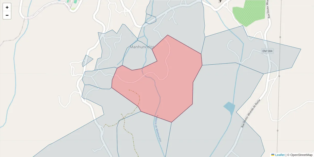 Mapa detalhado do código postal 4630-166 com limites, códigos postais vizinhos e agências dos correios