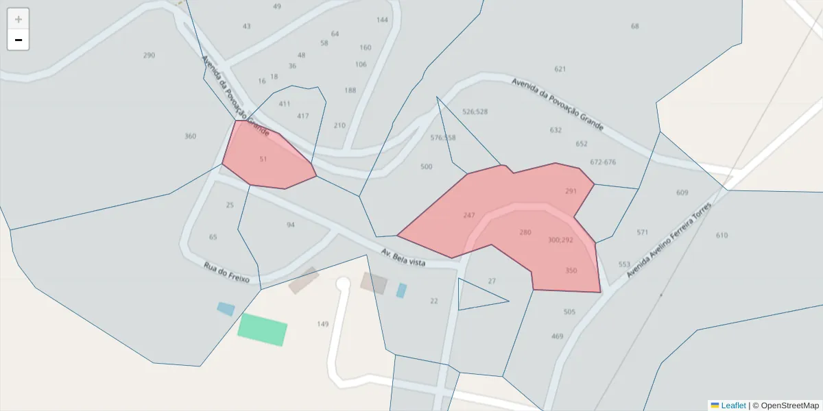 Mapa detalhado do código postal 4630-197 com limites, códigos postais vizinhos e agências dos correios