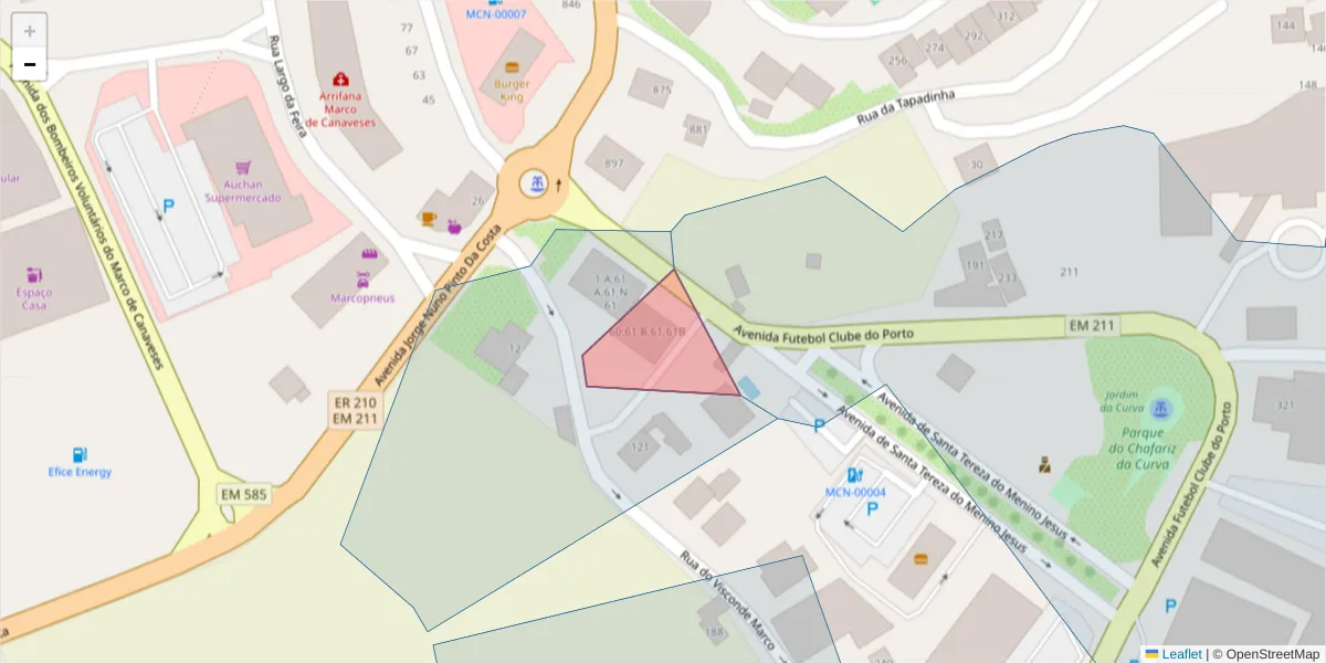 Mapa detalhado do código postal 4630-203;4630-273 com limites, códigos postais vizinhos e agências dos correios