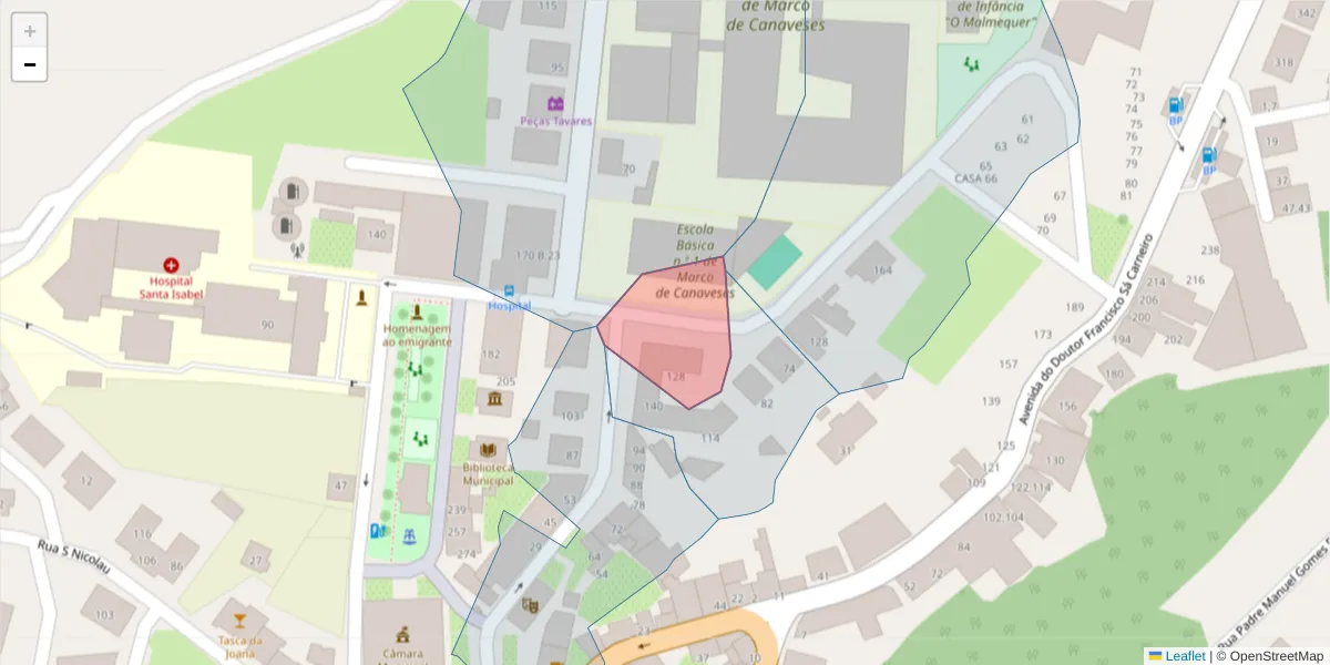 Mapa detalhado do código postal 4630-226;4630-275 com limites, códigos postais vizinhos e agências dos correios