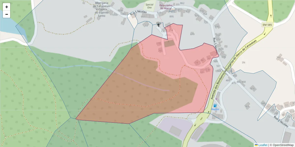 Mapa detalhado do código postal 4630-260 com limites, códigos postais vizinhos e agências dos correios